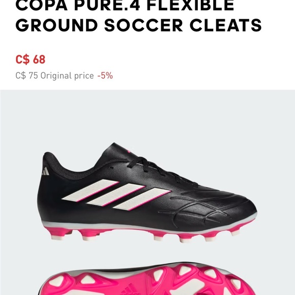 Adidas Copa Pure 4.0 Black and Pink Soccer Cleats - Picture 8 of 8